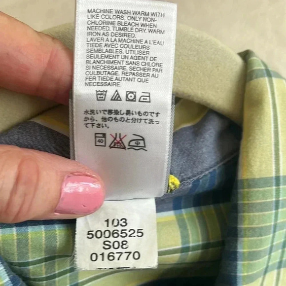 North Face 100% Cotton A5 Series Plaid Button Down Shirt Large Blue Green Camp - Picture 17 of 17